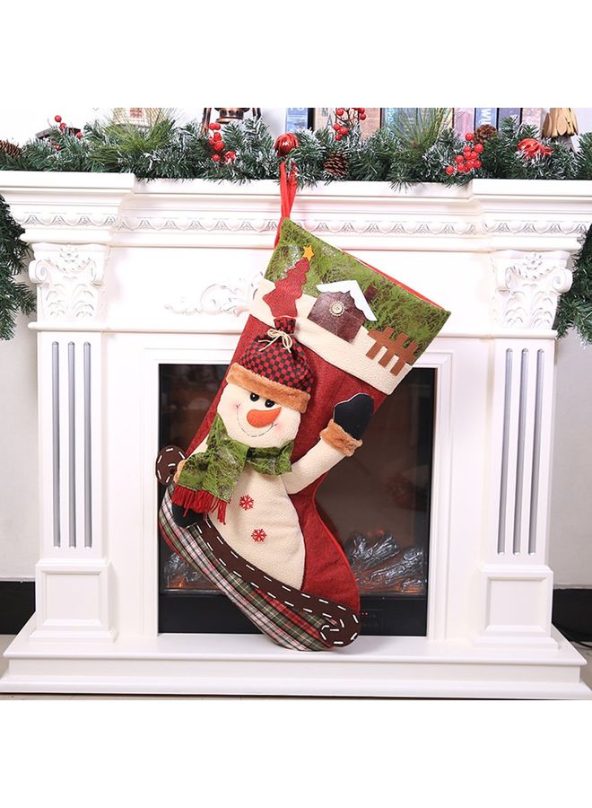 Decorative Snowman Design Gift Bag White/Red/Green - Image 1