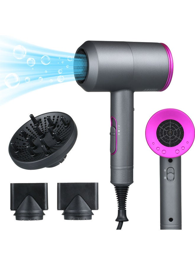 2 Speed Ionic Hair Dryer with 3 Nozzles Diffuser Grey
