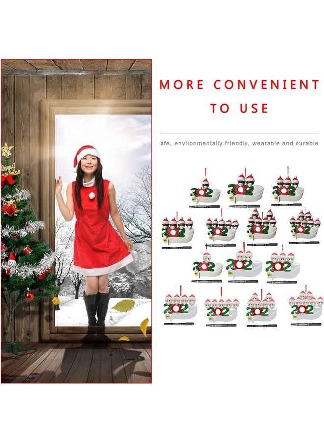 Face Mask Christmas Tree Hanging Pendant White/Green/Red 9x7.8x0.2cm - Image 5