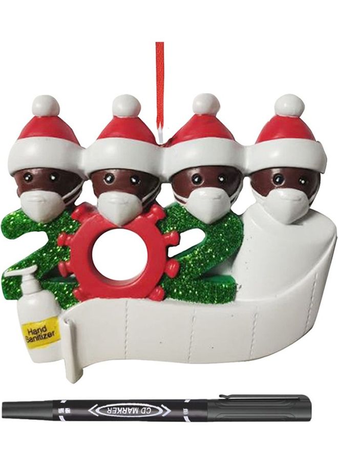 Face Mask Christmas Tree Hanging Pendant White/Green/Red 9x7.8x0.2cm - Image 1