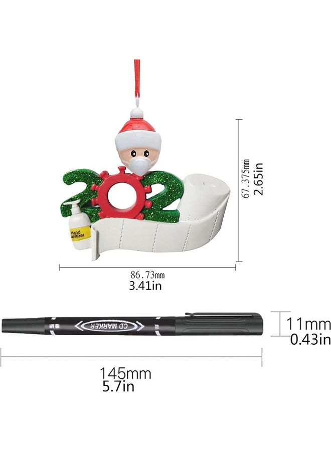 Face Mask Christmas Tree Hanging Pendant White/Green/Red 9x7.8x0.2cm - Image 1