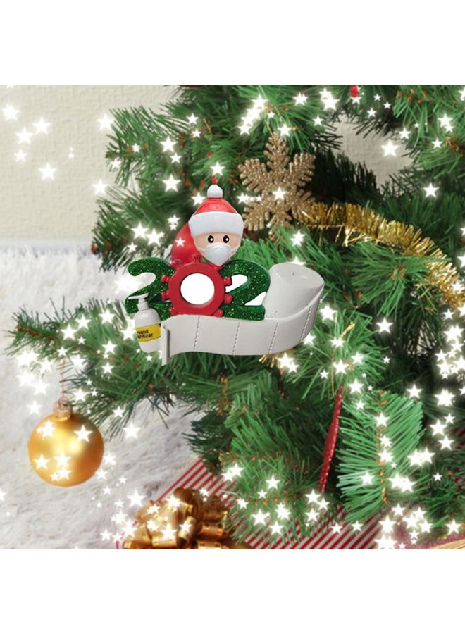 Face Mask Christmas Tree Hanging Pendant White/Green/Red 9x7.8x0.2cm - Image 3