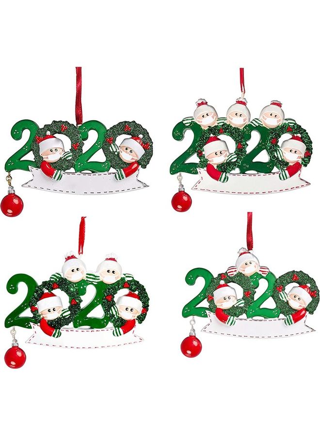 Mask Snowman Christmas Tree Hanging Pendant Green/White/Red 8.7x6.8x0.2cm - Image 2