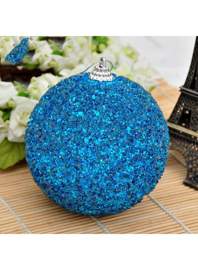 Hanging Glitter Ball Ornament Blue