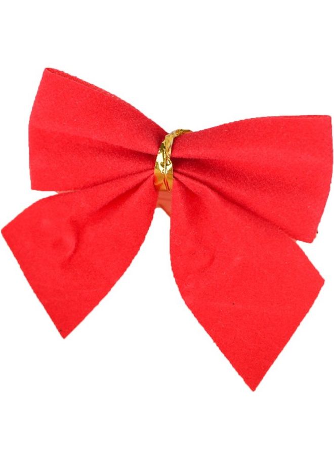 Glitter Bowknot Christmas Tree Ornament Red - Image 1