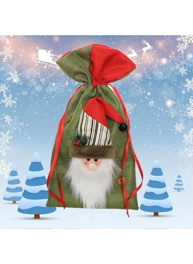 Decorative Santa Claus Gift Bag Green/White/Brown 20x38cm - Image 2