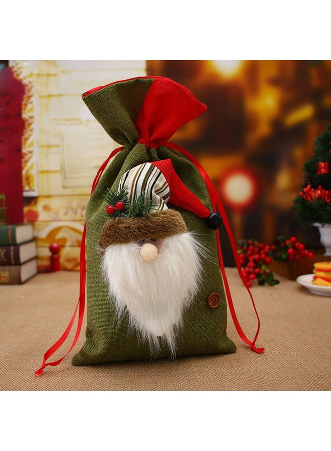 Decorative Santa Claus Gift Bag Green/White/Brown 20x38cm - Image 4