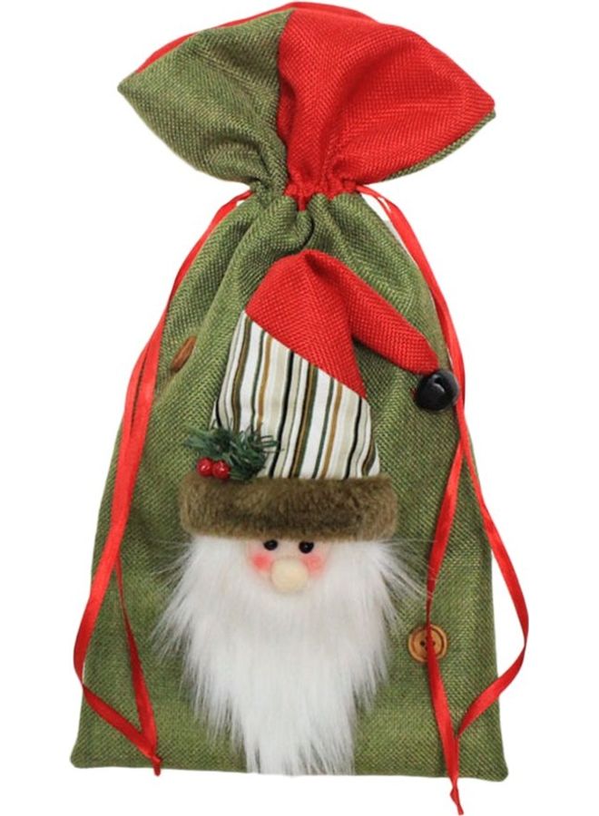 Decorative Santa Claus Gift Bag Green/White/Brown 20x38cm - Image 1