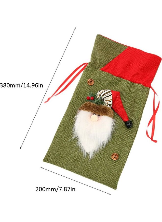 Decorative Santa Claus Gift Bag Green/White/Brown 20x38cm - Image 3