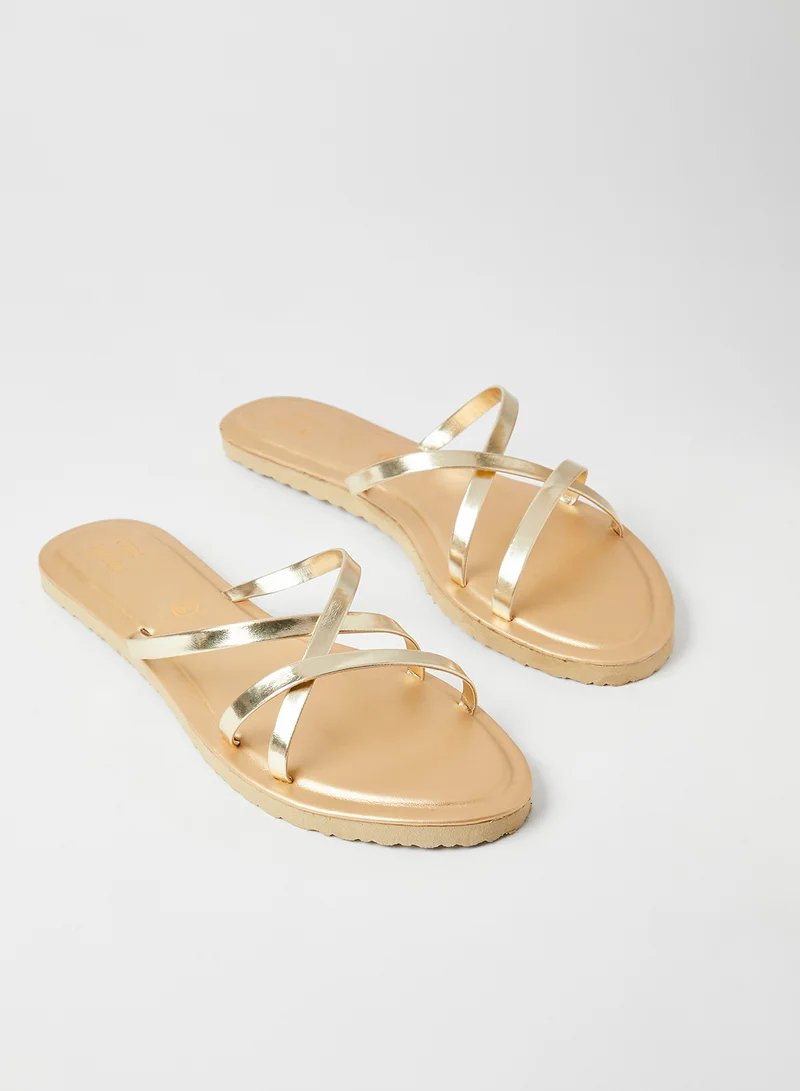 Sivvi x GenM Strappy Slip-On Sandals Gold
