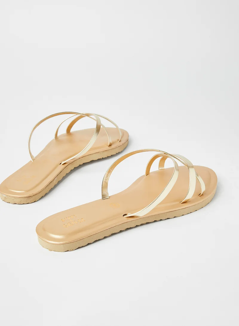 Sivvi x GenM Strappy Slip-On Sandals Gold