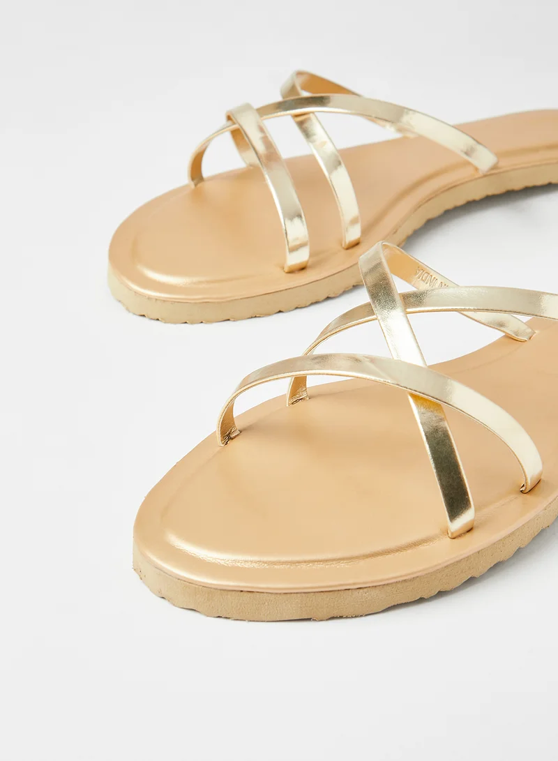 Sivvi x GenM Strappy Slip-On Sandals Gold