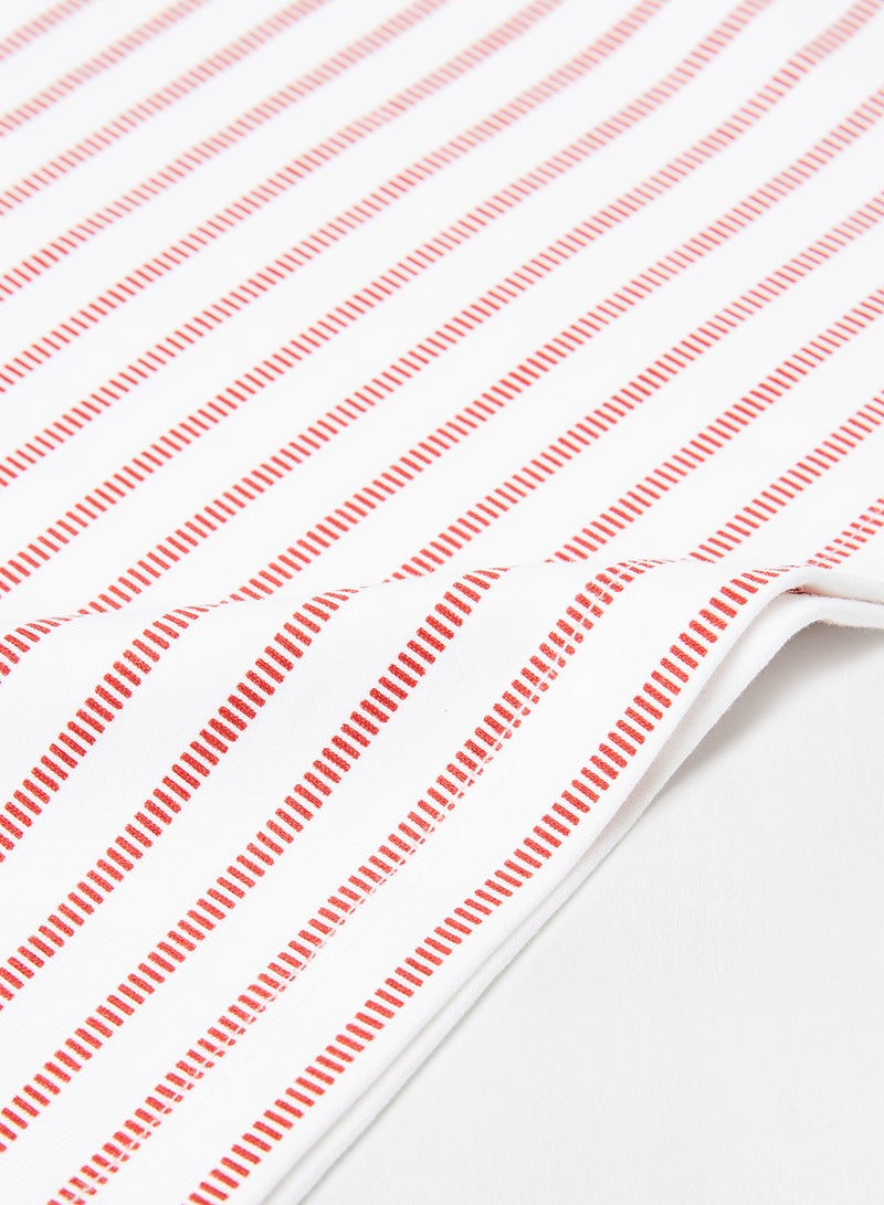 Neon Stripes Printed Crew Neck T-Shirt Red/White  - Image 4