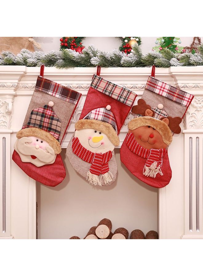 3-Piece Stockings Candy Gift Bag Decorations For Home Multicolour
