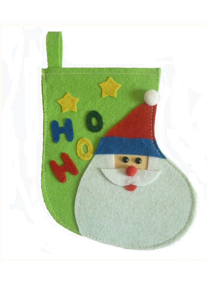 كيس هدايا للكريسماس بتصميم ظبي ورجل ثلج وسانتا كلوز أخضر/أبيض/أحمر