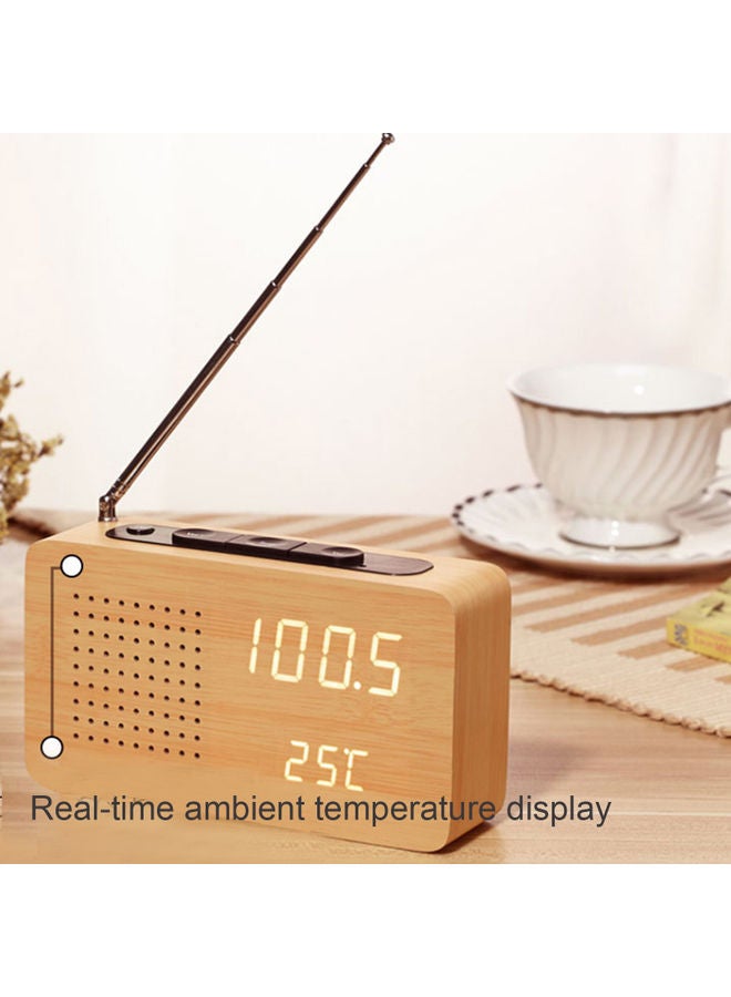 Multifunctional Retro Bedside Radio Wood Alarm Clock Beige 16.50x4.50x9cm  - Image 2