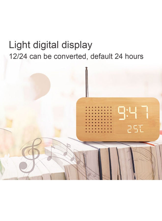 Multifunctional Retro Bedside Radio Wood Alarm Clock Beige 16.50x4.50x9cm  - Image 3