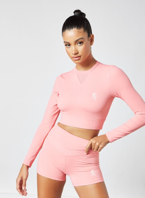 Evolve Long Sleeve Crop Top Pink