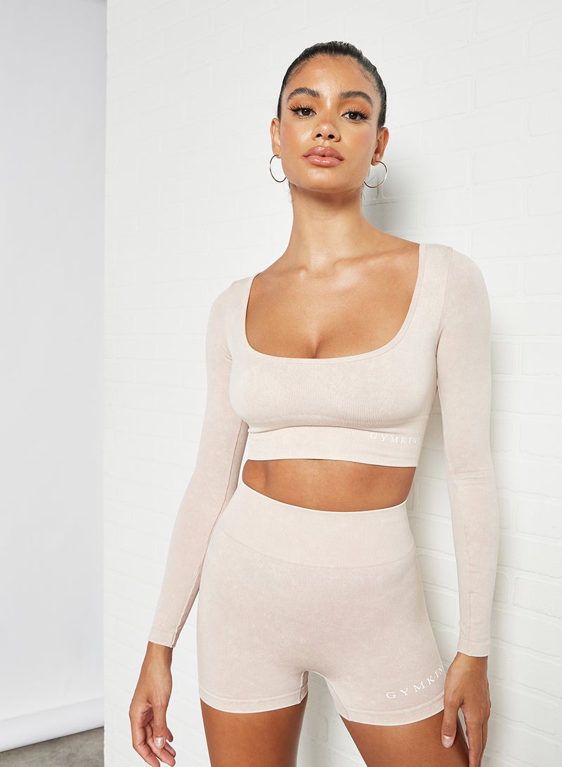 Gym King Sport Aura Long Sleeve Crop Top Pink  - Image 1