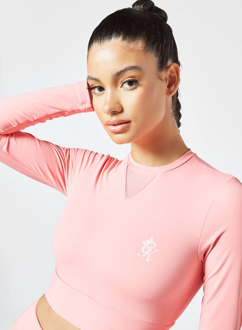 Gym King - Evolve Long Sleeve Crop Top Pink - Image 1
