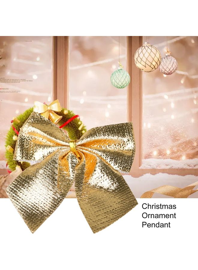 زينة لامعة على شكل عقدة فيونكة لتزيين شجرة الكريسماس ذهبي - Image 3