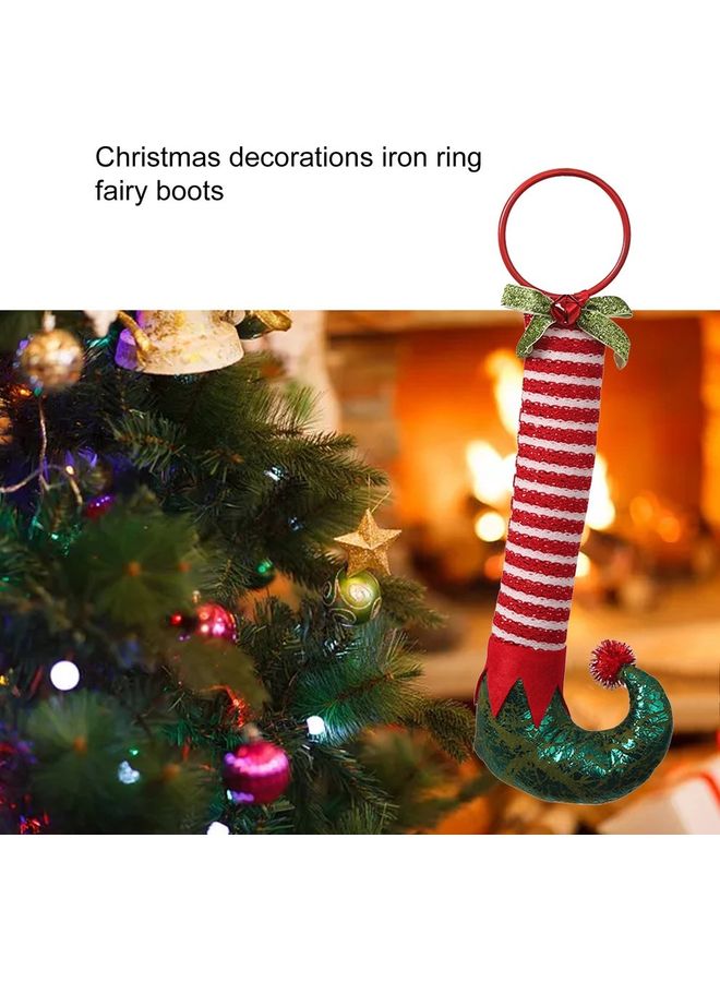 Hoop Elf Boot Christmas Tree Pendant Red/White/Green  - Image 4
