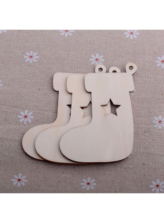 10-Piece Wooden Stocking Tree Ornaments Brown  - Image 2