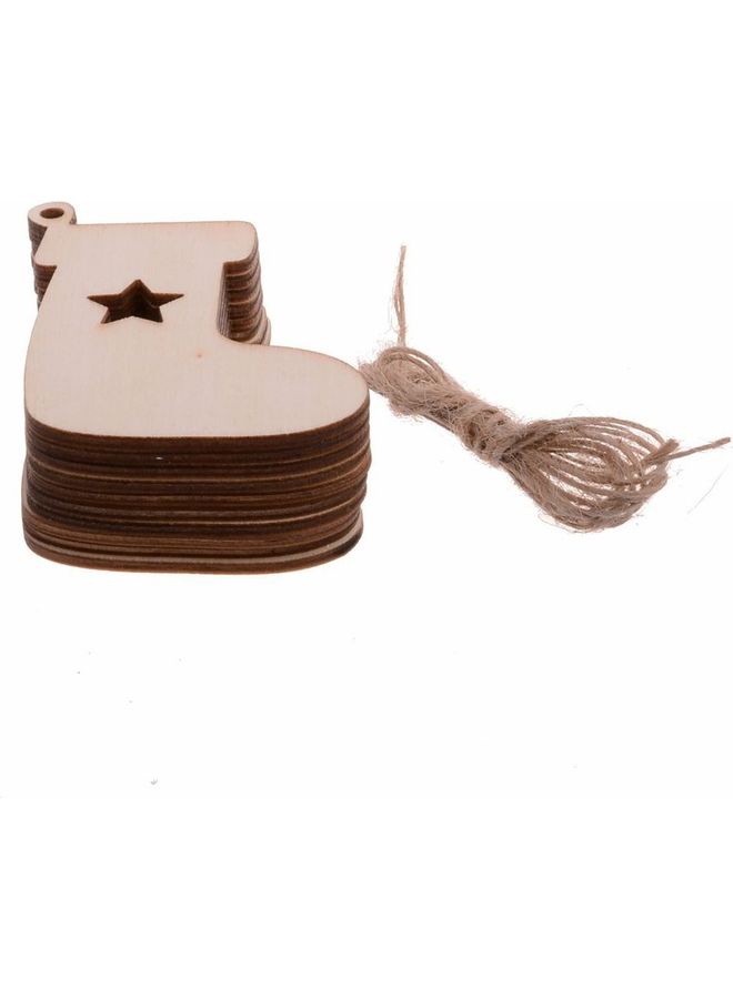 10-Piece Wooden Stocking Tree Ornaments Brown  - Image 1