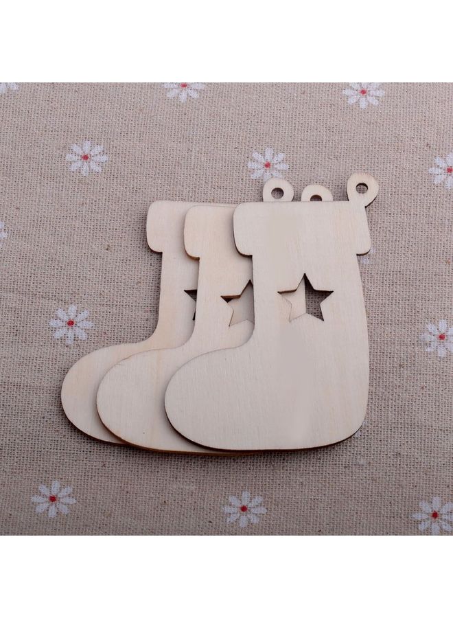10-Piece Wooden Stocking Tree Ornaments Brown  - Image 3