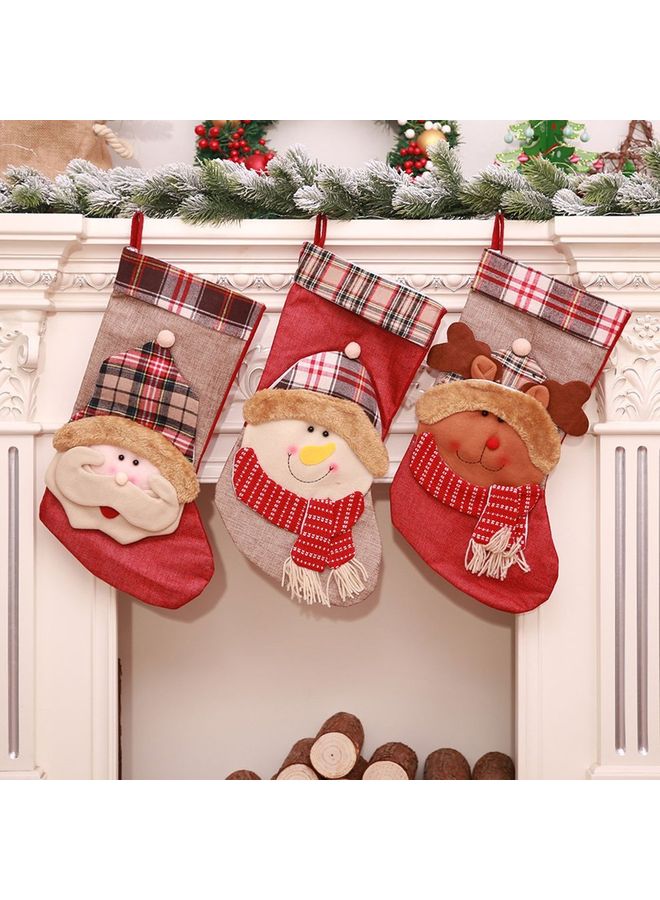 3-Piece Stockings Candy Gift Bag Decorations For Home Multicolour