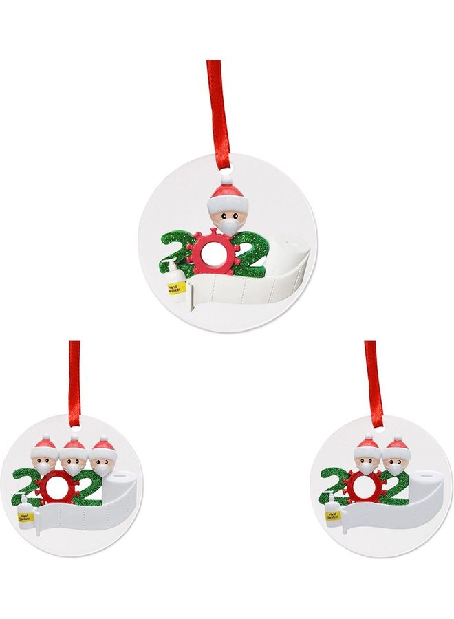Mask Snowman Christmas Tree Hanging Pendant White/Red 10.5x10.5x3cm - Image 3