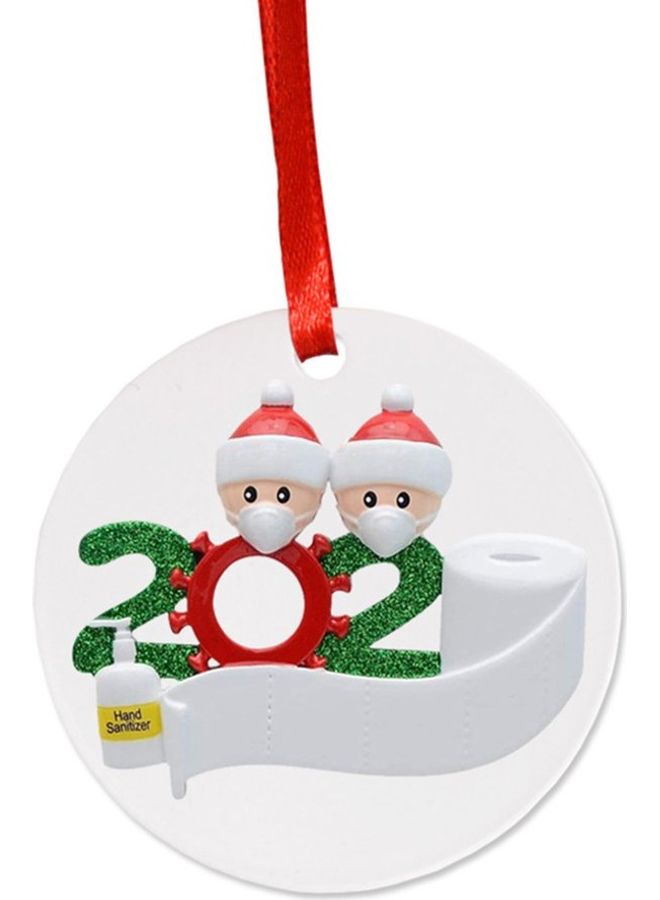 Mask Snowman Christmas Tree Hanging Pendant White/Red 10.5x10.5x3cm - Image 1