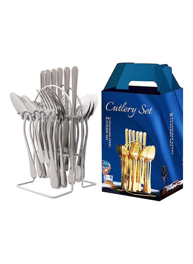 Arabest 24-Piece Stainless Steel Cutlery Set Silver 22.8x2.2cm  - Image 1