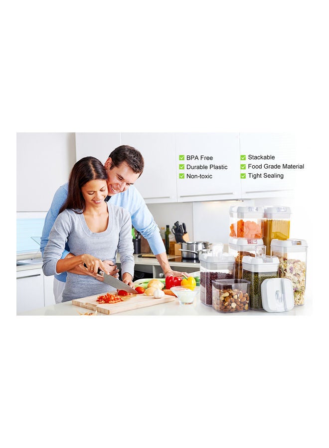 Arabest - 7-Piece Sealed Food Container Set Clear/White 1.9Liters - Image 1