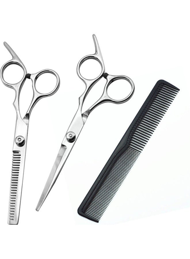 Hair Cutting Scissors Wth Comb Set Silver/Black - Image 1