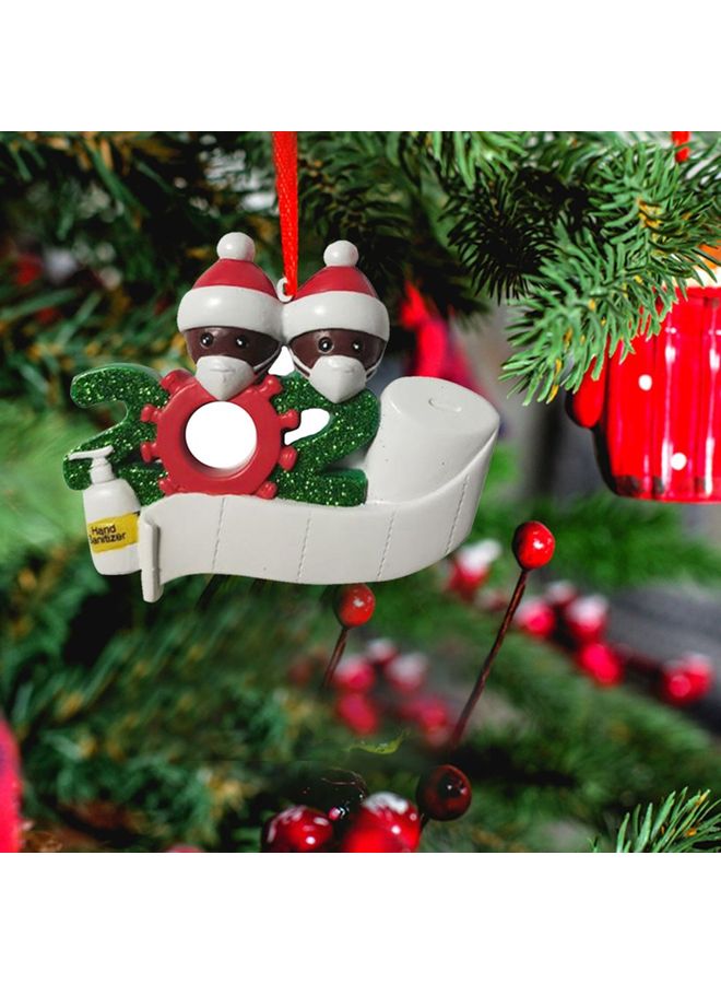Face Mask Christmas Tree Hanging Pendant White/Green/Red 9x7.8x0.2cm - Image 4