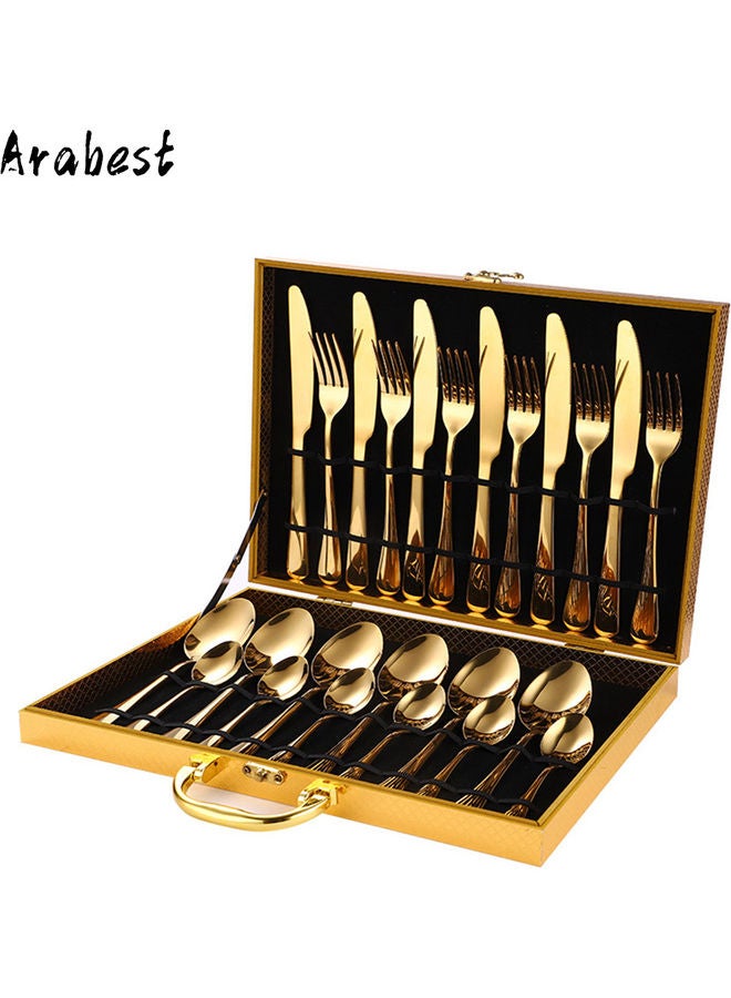 Arabest 24-Piece Stainless Steel Cutlery Set Gold 22cm | Best Price KSA ...
