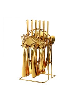 عربست طقم أدوات مائدة من الإستانلس ستيل مكون من 24 قطعة ذهبي 14x13x23سم  - Image 2