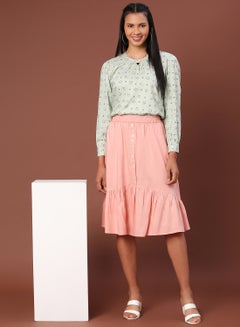 Casual Button Detail Skirt Pink - v1629448313/N48747406V_3