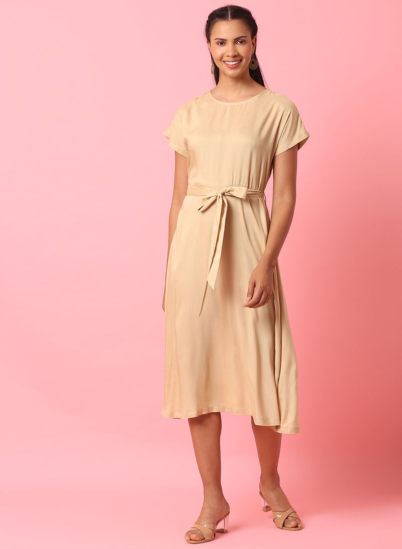 Aila Casual Stylish Dress Beige - Image 1
