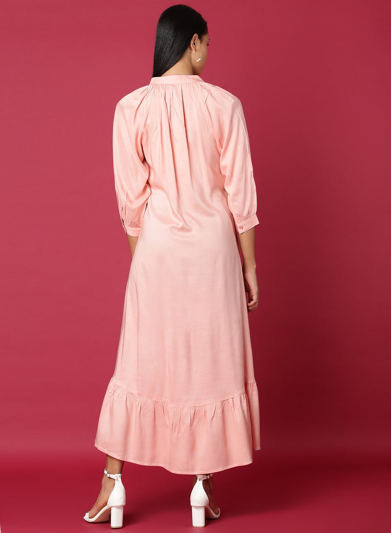 Aila - Casual Midi Long Evening Maxi Dress Pink - Image 1