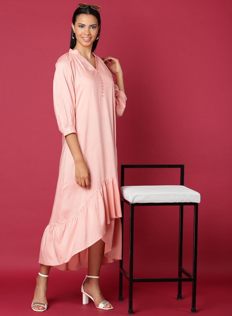 Aila - Casual Midi Long Evening Maxi Dress Pink - Image 1