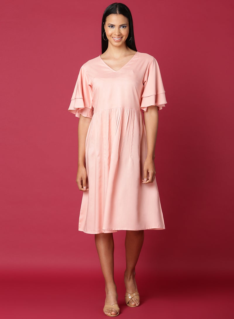 Aila - Casual Knee Length Dress Pink - Image 1