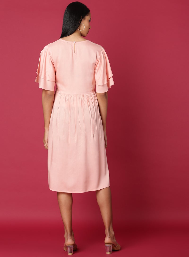 Aila - Casual Knee Length Dress Pink - Image 1