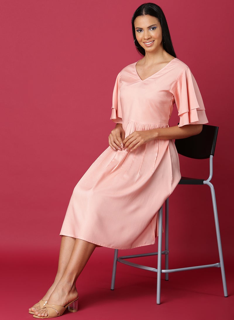 Aila - Casual Knee Length Dress Pink - Image 1