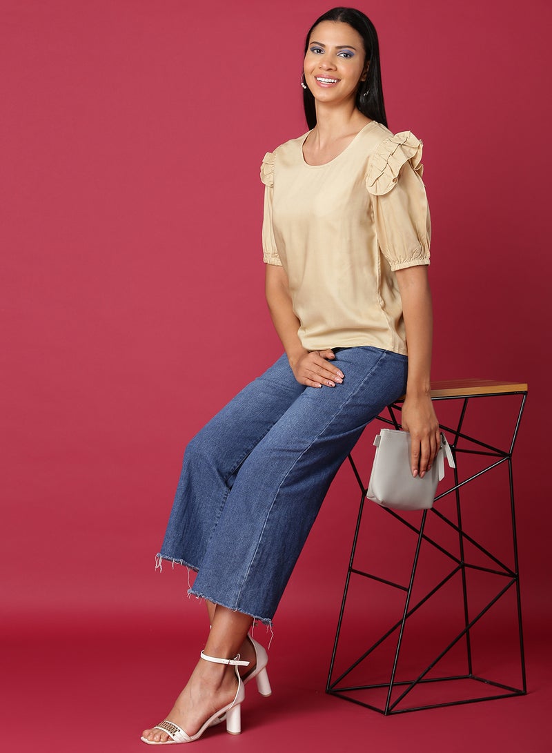 Aila Fashionable Casual Top Beige - Image 3