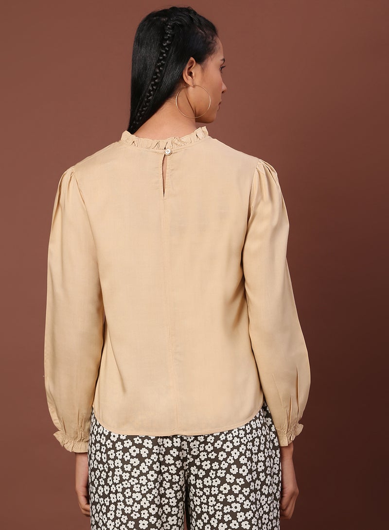 Aila Fashionable Casual Top Beige - Image 2
