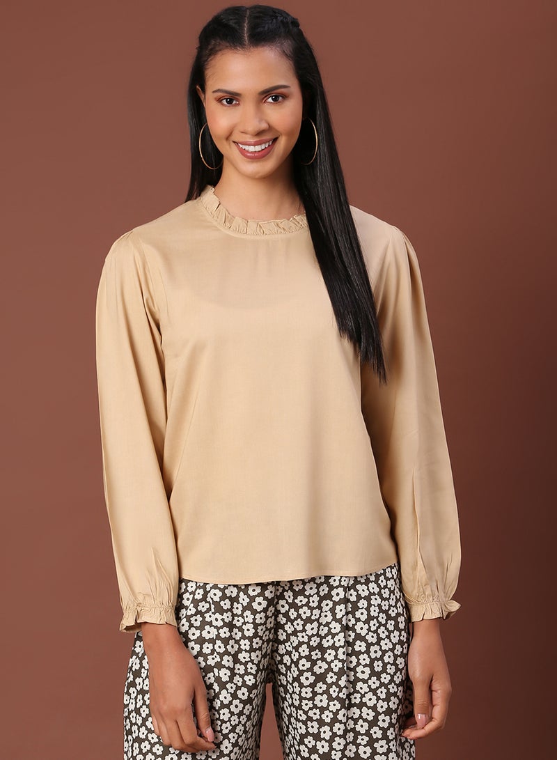 Aila Fashionable Casual Top Beige - Image 1
