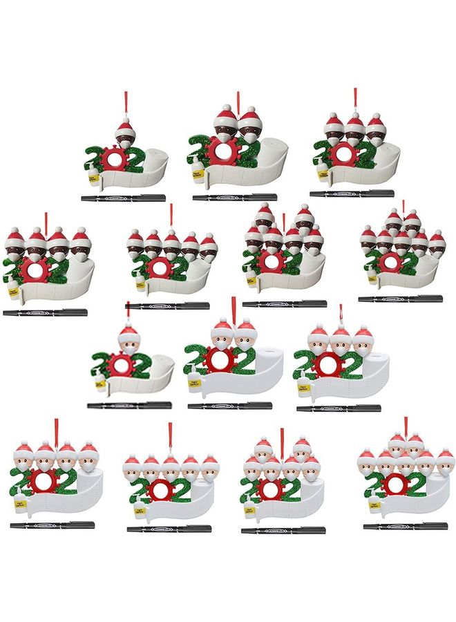 Face Mask Christmas Tree Hanging Pendant White/Green/Red 9x7.8x0.2cm - Image 2
