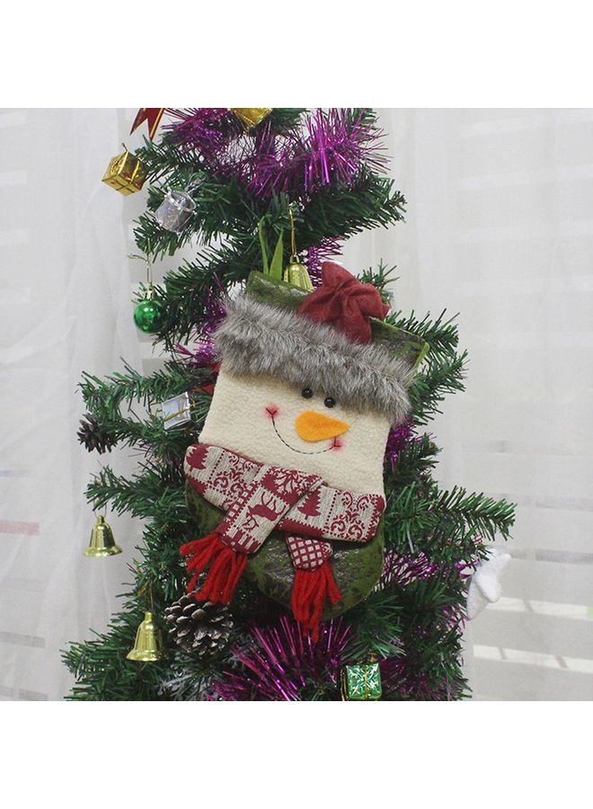 جوارب زينة للكريسماس بتصميم رجل الثلج متعدد الألوان 21x13x15سم